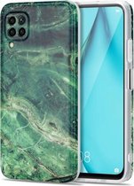 Voor Huawei P40 Lite TPU glanzend marmerpatroon IMD beschermhoes (smaragdgroen)