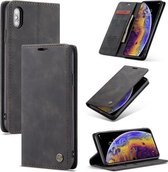 CaseMe-013 Multifunctionele Retro Frosted Horizontale Flip Leren Case voor iPhone X / XS, met Kaartsleuf & Houder & Portemonnee (Zwart)