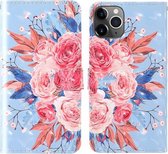 Voor iPhone 11 Pro 3D-schilderij Gekleurd tekenpatroon Horizontaal Flip TPU + PU-lederen hoes met houder & kaartsleuven & portemonnee & lanyard (gekleurde bloemen)