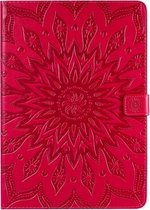 Voor iPad 10.2 / Pro 10.5 / Air 2019 Pressed Printing Sun Flower Pattern Horizontale Flip Leather Case met houder & kaartsleuven & portemonnee (Rose Red)