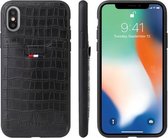 Voor iPhone X / XS Krokodiltextuur TPU + lederen beschermhoes met kaartsleuf (zwart)