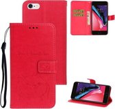 Voor iPhone 6 / 6S Chai Dog Pattern Horizontale flip lederen hoes met beugel & kaartsleuf & portemonnee & lanyard (rose rood)