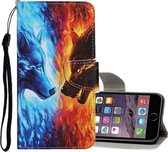 Voor iPhone 6 Plus / 6s Plus Gekleurde tekening patroon Horizontale flip lederen tas met houder & kaartsleuven & portemonnee (Flame Wolf)