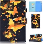 Voor Huawei MediaPad M6 10.8 Gekleurde Tekening Stiksels Horizontale Flip Leren Case, met Houder & Kaartsleuven (Gouden Vlinder)