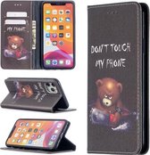 Gekleurd tekenpatroon Onzichtbare magnetische horizontale Flip PU lederen tas met houder & kaartsleuven & portemonnee voor iPhone 11 Pro Max (beer)