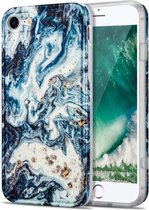 TPU Gilt Marble Pattern beschermhoes voor iPhone 8/7 (blauw)