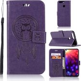 Windgong Uil Embossing Patroon Horizontale Leren Flip Case met Houder & Kaartsleuven & Portemonnee Voor Huawei Honor View 20 (Paars)