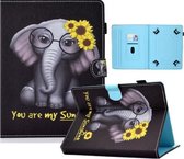 Voor 7 inch Tablet Elektrisch Geperst TPU Gekleurde Tekening Horizontale Flip Lederen Case met Houder & Pen Slot (Chrysant Olifant)