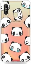 Mode Zachte TPU Case 3D Cartoon Transparante Zachte Siliconen Cover Telefoon Gevallen Voor Galaxy A60 (Facial Bear)