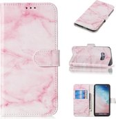 Gekleurde tekening marmer patroon horizontale flip PU lederen tas met houder & kaartsleuven & portemonnee voor Galaxy S10e (roze)