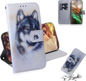 3D Gekleurde Tekening Horizontale Leren Flip Case, met Houder & Kaartsleuf & Portemonnee Voor Galaxy Note 10 (White Wolf)