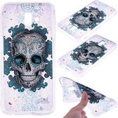 Cartoon patroon goudfolie stijl Dropping Glue TPU zachte beschermhoes voor Galaxy J6 + (schedel)