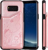 Voor Galaxy S8 Plus Cat Bee Embossing Pattern Schokbestendige beschermhoes met kaartsleuven en fotolijst (Rose Gold)