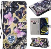 Voor Galaxy A80 / A90 3D Geschilderd Patroon Horizontale Flip Leren Case, met Portemonnee & Houder & Kaartsleuven & Lanyard (Roze Vlinder)