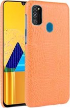 Voor Galaxy M30s schokbestendige krokodiltextuur pc + PU-hoes (oranje)