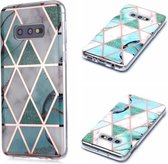 Voor Galaxy S10e Plating Marble Pattern Soft TPU beschermhoes (groen wit)