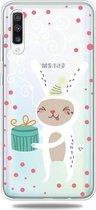 Voor Galaxy A50 Trendy schattig kerstpatroon doorzichtig TPU beschermhoes (geschenk konijn)