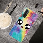 Voor Huawei P Smart 2021 schokbestendig geverfd transparant TPU beschermhoes (Starry Cute Cat)