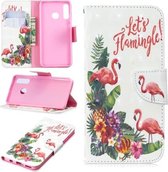 3D Gekleurde Tekening Patroon Horizontale Flip Leren Case voor Huawei P30 Lite, met Houder & Kaartsleuven & Portemonnee (Engels Flamingo)