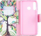 Gekleurde tekening patroon horizontaal Flip lederen hoes voor Huawei P30 Lite, met houder & kaartsleuven & portemonnee (Tree of Life)