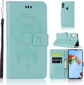 Windgong Uil Embossing Patroon Horizontale Flip lederen tas met houder & kaartsleuven & portemonnee voor Huawei P30 Lite (groen)