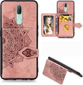 Voor OPPO A9X Mandala Reliëf Magnetische Doek PU + TPU + PC Case met Houder & Kaartsleuven & Portemonnee & Fotolijst & Riem (Rose Goud)