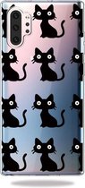 Mode Zachte TPU Case 3D Cartoon Transparante Zachte Siliconen Cover Telefoon Gevallen Voor Galaxy Note10 + (Black Cat)