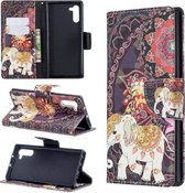 Gekleurde tekening patroon horizontaal Flip lederen tas met houder & kaartsleuven & portemonnee voor Galaxy Note10 (Flower Elephant)