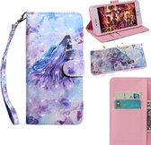 3D-schilderijpatroon Gekleurde tekening Horizontaal Flip TPU + PU lederen tas met houder & kaartsleuven & portemonnee voor Huawei Y6 2019 / Y6 Pro 2019 / Honor Play 8A (Roaring Wol