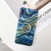 Glanzende marmeren opvouwbare beugel TPU-hoesje voor iPhone XR (Z13)