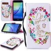 Voor Huawei P10 Lite Gekleurd tekeningpatroon Horizontaal Flip TPU + PU lederen hoesje met houder & kaartsleuven & portemonnee & lanyard (Do What You Love)