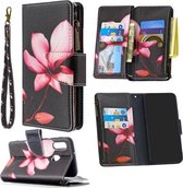 Voor Samsung Galaxy A10e / A20e Gekleurde Tekening Patroon Rits Horizontale Flip Lederen Case met Houder & Kaartsleuven & Portemonnee (Lotus)