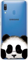 Voor Samsung Galaxy A30 gekleurd tekeningpatroon zeer transparant TPU beschermhoes (panda)