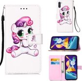 Voor Galaxy A11 / M11 Schilderen Horizontale Flip Leren Case met Houder & Kaartsleuf & Portemonnee & Lanyard (Speelse Pony)