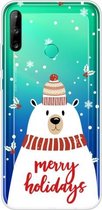 Voor Huawei P40 Lite E Christmas Series Transparante TPU beschermhoes (sjaal witte beer)