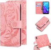 Voor Huawei Y5 (2019) / Honor 8S Tijger Embossing Patroon Horizontale Flip Leren Case met Houder & Kaartsleuven & Portemonnee (Roze)