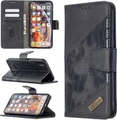 Voor iPhone XS Max bijpassende kleur Krokodiltextuur Horizontale flip PU lederen tas met portemonnee & houder & kaartsleuven (zwart)