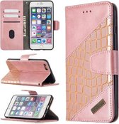 Voor iPhone 6 Plus bijpassende kleur Krokodiltextuur Horizontale flip PU lederen tas met portemonnee & houder & kaartsleuven (roségoud)