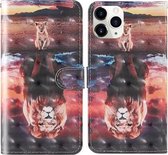 Voor iPhone 12/12 Pro 3D-schilderij Gekleurd tekeningpatroon Horizontaal Flip TPU + PU-lederen hoes met houder & kaartsleuven & portemonnee & lanyard (Dream Lion)