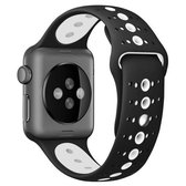 Voor Apple Watch Series 6 & SE & 5 & 4 40mm / 3 & 2 & 1 38mm Tweekleurige poreuze siliconen horlogeband (zwart wit)
