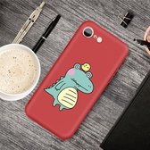 Voor iPhone SE 2020 & 8 & 7 Cartoon dier patroon schokbestendig TPU beschermhoes (rode krokodil vogel)