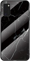 Voor Galaxy A41 Marble Pattern Glass + TPU beschermhoes (zwart)