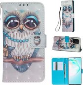 Voor Galaxy M80s 3D Schilderen Horizontale Flip Leren Case met Houder & Kaartsleuf & Portemonnee & Lanyard (Leuke Uil)