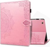 Voor iPad 2/3/4 Halverwege Mandala Embossing Patroon Horizontale Flip PU lederen tas met kaartsleuven en houder (roze)