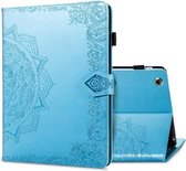 Voor iPad 2/3/4 Halverwege Mandala Embossing Patroon Horizontale Flip PU lederen tas met kaartsleuven en houder (blauw)