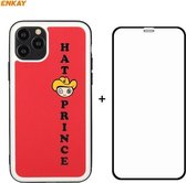 Voor iPhone 11 Pro Hat-Prince ENKAY ENK-PC0472 Cartoon-serie PU-leer + pc Harde slanke hoes Schokbestendige hoes ＆ 0.26 mm 9H 2.5D Volledige lijm Volledige dekking Gehard glasbeschermfolie (r