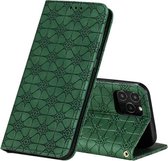 Voor iPhone 12/12 Pro Lucky Flowers Embossing Pattern Magnetische horizontale flip lederen tas met houder en kaartsleuven (donkergroen)