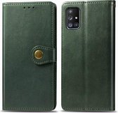 Voor Galaxy A71 5G retro effen kleur lederen gesp telefoonhoes met fotolijst & kaartsleuf & portemonnee & beugel functie (groen)