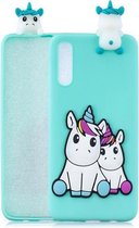 Voor Galaxy A50 3D Cartoon patroon schokbestendig TPU beschermhoes (paar eenhoorn)