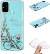 Voor Huawei P smart 2020 Gekleurd tekeningpatroon Transparant TPU-beschermhoes (torenfiets)